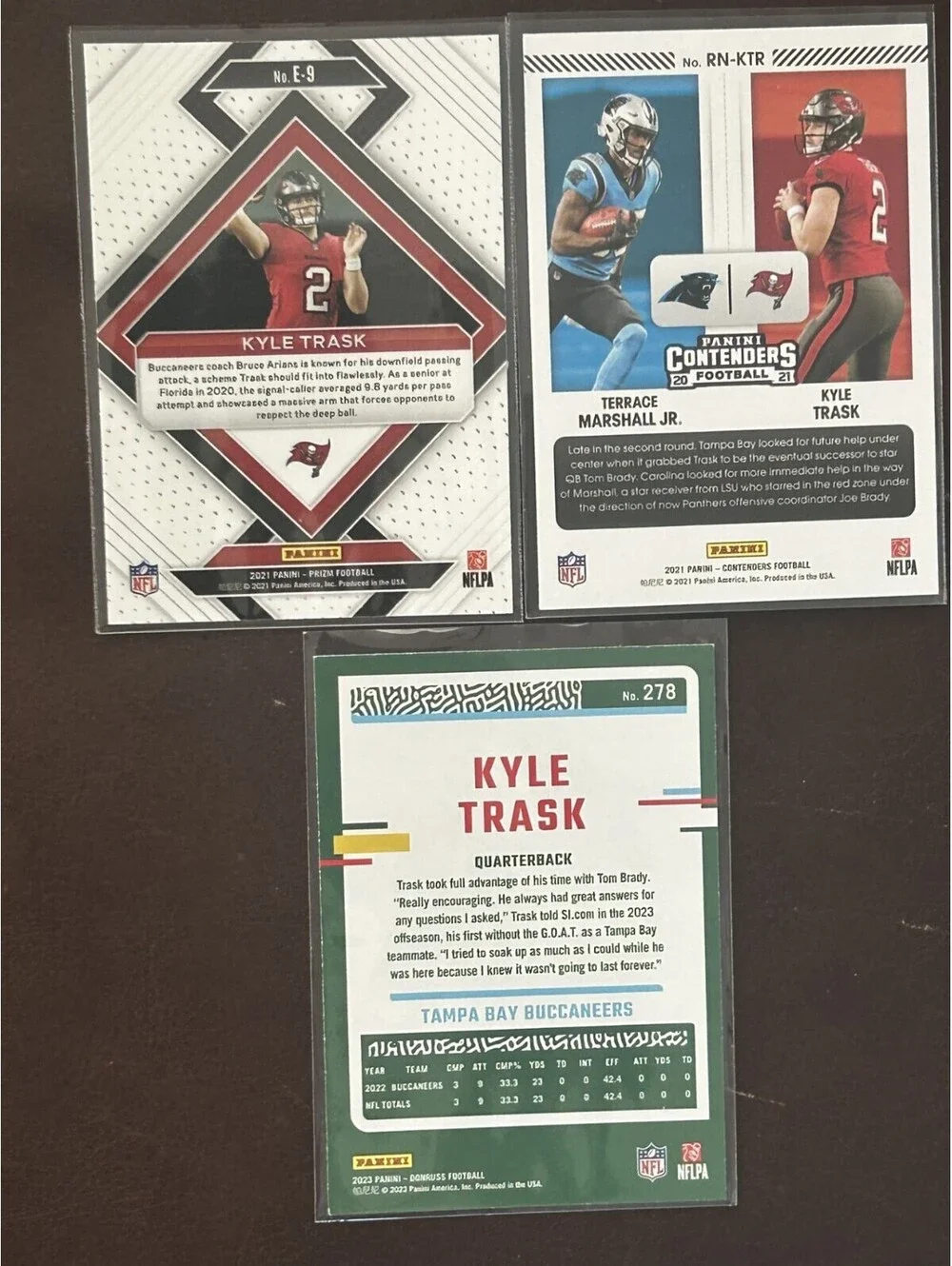 NFL QB KYLE TRASK NM PANINI PRIZM EMERGENT & CONTENDERS ROUND #’S RC +3 CARD LOT